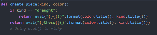 create_piece factory method with eval()